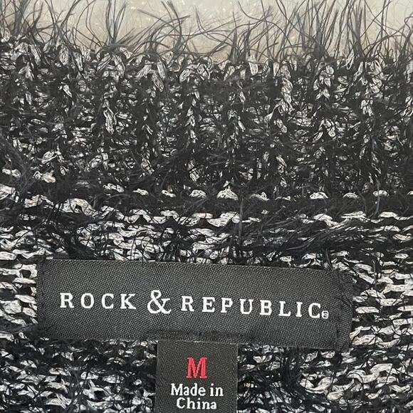 Rock & Republic Black & Silver Eyelash Sweater Size Medium - Picture 6 of 8